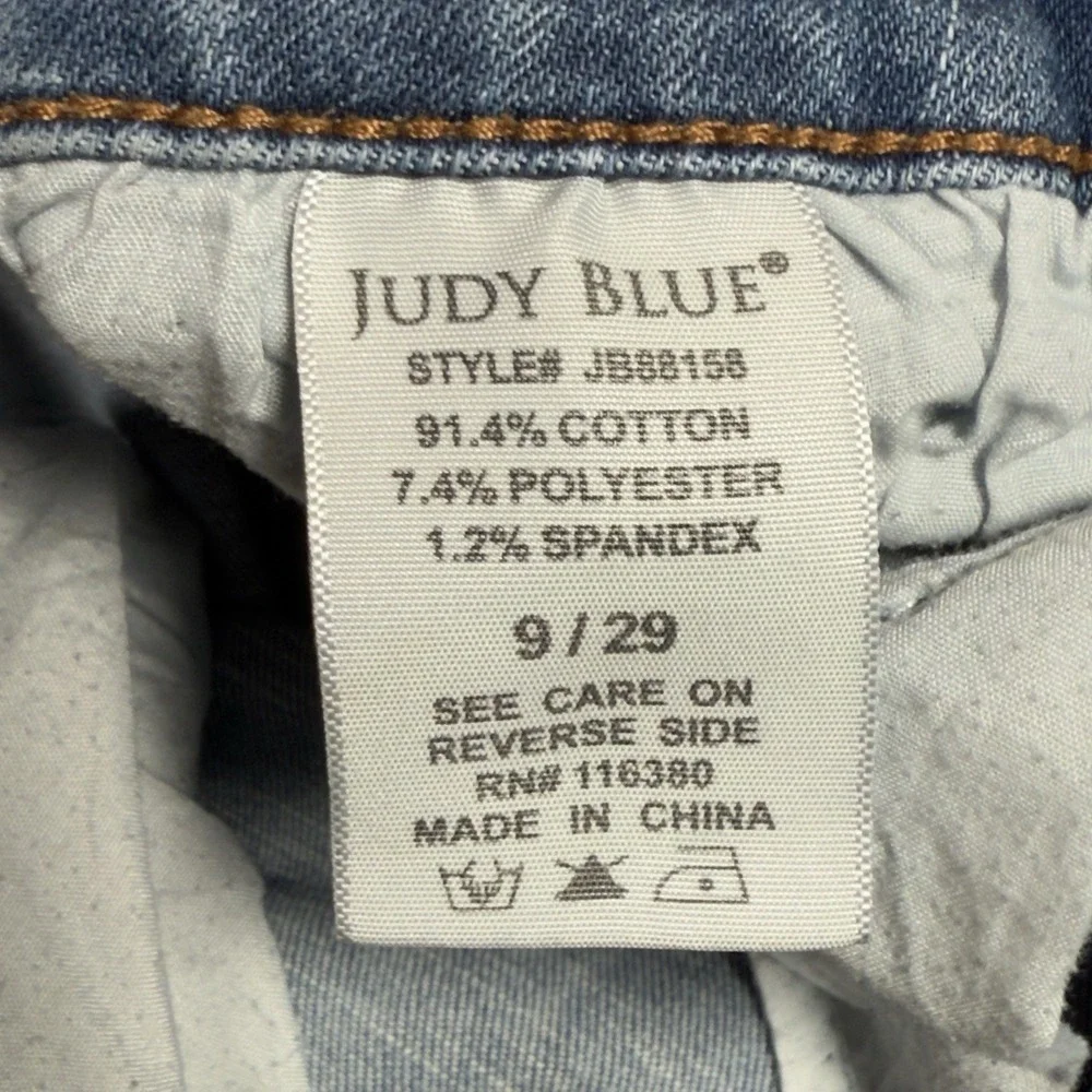 Judy Blue Skinny Fit Jeans Womens 9/29 Blue Distressed Stretch 28x27 Whiskering